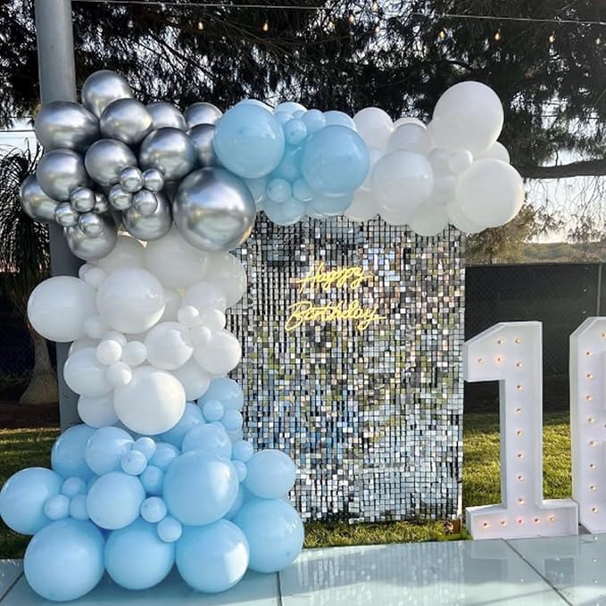 Awenztech Light Blue Balloons 12 inch, Pastel Blue Latex Balloon 50pcs Party - Image 4