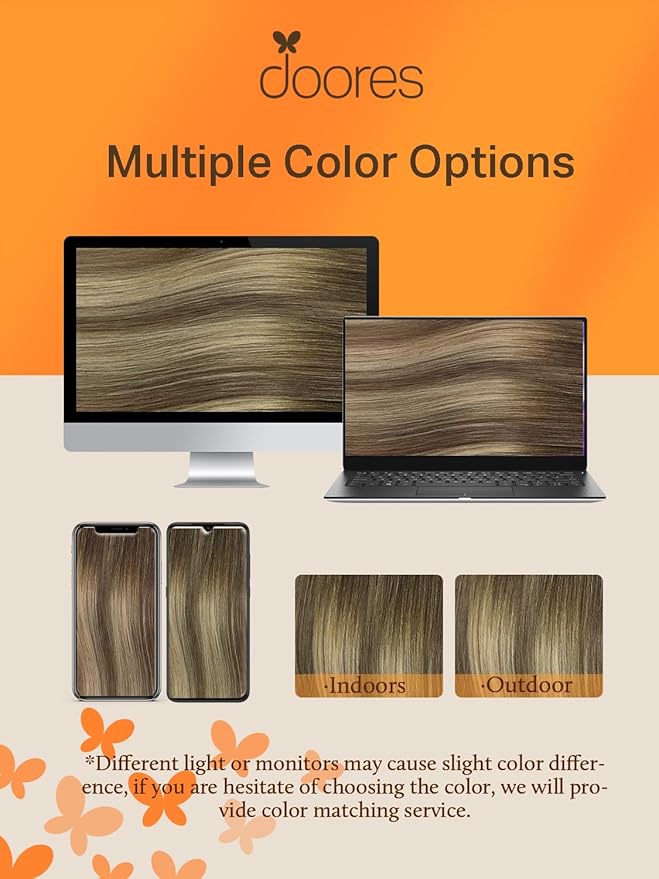 DOORES Hair Extensions Real Human Hair, Walnut Brown to Ash Brown and Bleach Blonde 10 Inch 60g 40pcs, Tape in Hair Extensions Human Hair Straight Remy Hair Natural