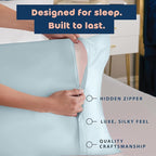 BLISSFORD Satin Pillowcase with Zipper, for Hair and Skin Care, Feels Soft and Cool Like a Silk Pillowcase, Satin Pillow Cases 2 Pack, Slik Pillow Cover, Baby Blue - Standard Size, Set of 2