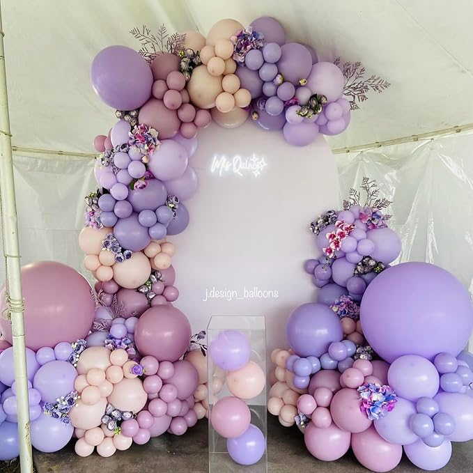 Dusty Purple Double Stuffed Balloons Different Size 115Pcs 5/10/12/18" Light - Image 5