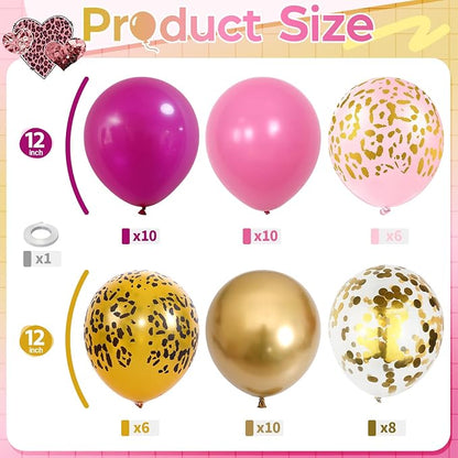 Hot Pink Cheetah Balloons, Pastel Pink Metallic Gold Leopard Print Balloons & - Image 2