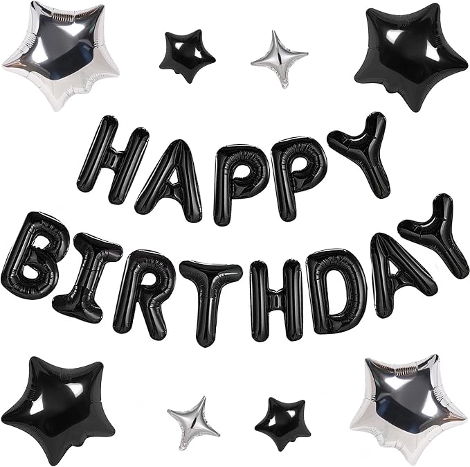 CANREVEL Happy Birthday Banner Decorations + 8Pcs Star Balloons, by CANREVEL