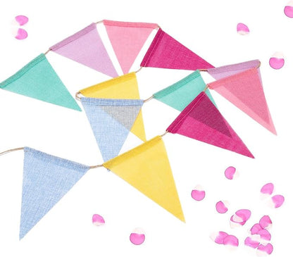 60 Flags Imitated Burlap Pennant Banner Pastel, Rainbow Flag Bunting, Party and - Image 4