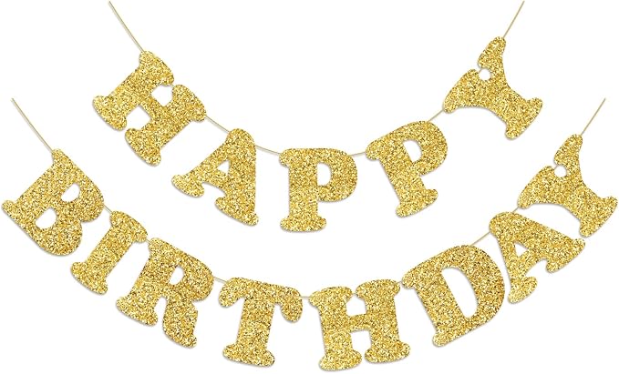 Gold Happy Birthday Banner Birthday Party Decorations Happy Birthday Banner by Adecortalk