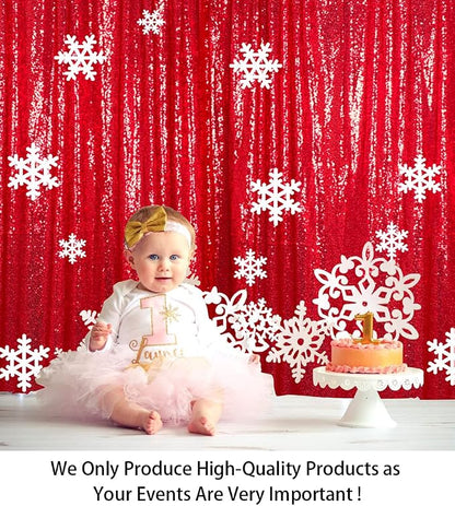 ShinyBeauty Sequin Curtain Red 4FTx8FT Sequin Photo Backdrop Red Sequin - Image 2