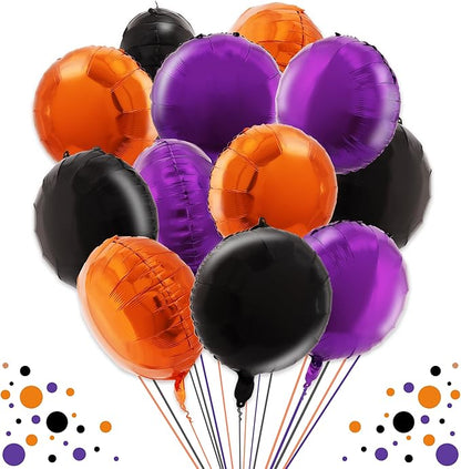 TONIFUL 30Pcs 18 Inch Black Orange Purple Round Shape Foil Balloons Big Circle by TONIFUL