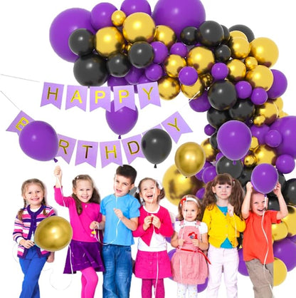 Purple Black Gold Balloon Arch Garland Kit - Image 2