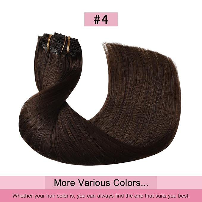 Pro2.0 Clip in Hair Extensions Real Human Hair 20inch 7pcs Color #4 Chocolate Brown Remy Real Human Hair Extensions Clip ins 120g Thick Seamless Double Weft for Women（#4a-20inch）