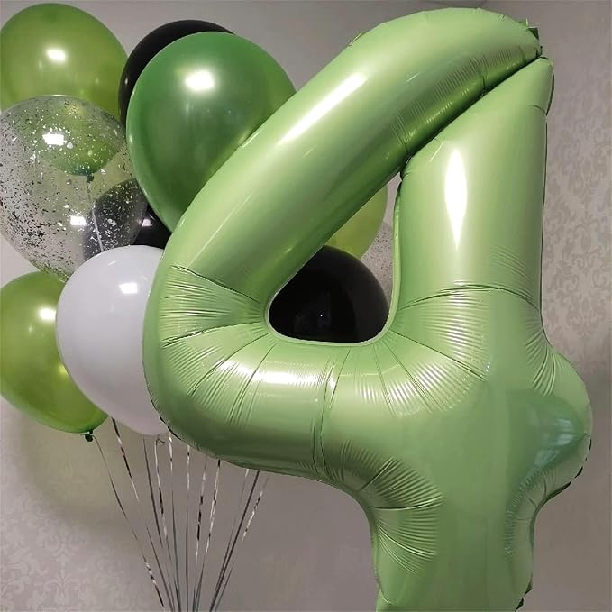 Sage Green Number 40 Birthday Balloons, 40 Inch Large Olive Green Foil Number 4 - Image 6