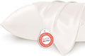 Bedsure Satin Pillowcase 2 Pack Similar to Silk Pillow Cases Standard Size, Pillow Case for Sleeping Women with Envelope Closure, Gifts for Women Men, Ivory, 20x26 Inches, 2pcs