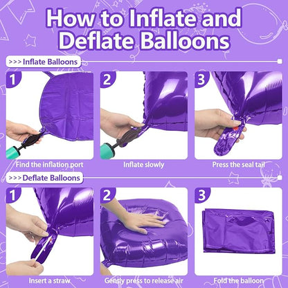NISOCY 36PCS Metallic Purple Square Foil Balloons Wall Backdrop | Double Sided - Image 3