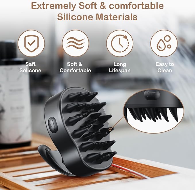 Electric Hair Scalp Massage Brush with Soft Silicone Bristles,3-Level Vibration,IPX6 Waterproof for Hair Growth & Dandruff Removal, Scalp Exfoliator(Light Blue)