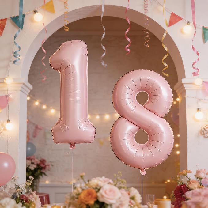 40 In Matte Pink Number Balloons Helium Foil Mylar Balloon Party Digital 2 | - Image 5