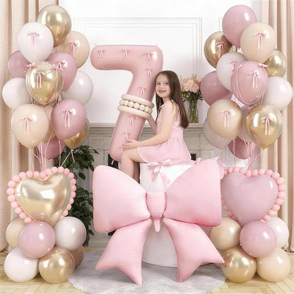 Number 7 Balloon, Blush Light Pink Gold Beige White Sand Latex Balloons 40 Inch - Image 2