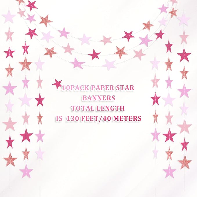 Patelai Glitter Star Garland Banner 2026 Graduation Decor 130 Feet Star Hanging - Image 2