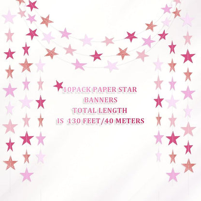 Patelai Glitter Star Garland Banner 2026 Graduation Decor 130 Feet Star Hanging - Image 2