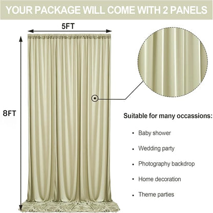 10 ft x 8 ft Wrinkle Free Light Green Backdrop Curtain - Image 4