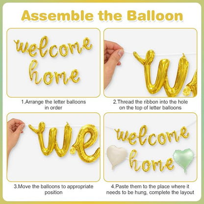 Welcome Home Balloons Green Gold, 16Inch Welcome Home Foil Banner - Image 7