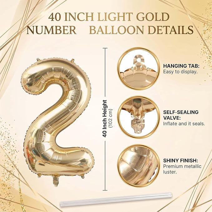 White Gold Number 12 Balloon 40 Inch, Champagne Foil Dozen Decoration | Giant - Image 4
