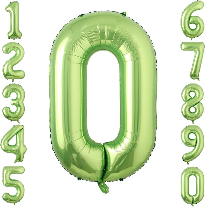 Light Green Number 0 Balloon 40 Inch, Shiny Foil Numeral Party Supplies | by Unknown