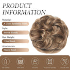 Large Messy Bun Hair Piece Curly Synthetic Extensions Scrunchies Fake Chignon Updo Hairpieces for Women Bronde Balayage