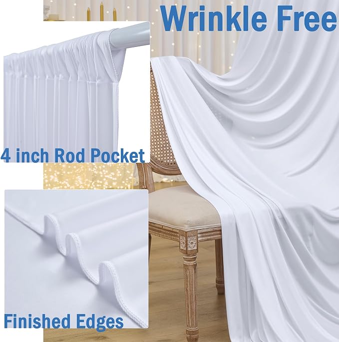 60ft x 12ft White Backdrop Curtains - Image 4
