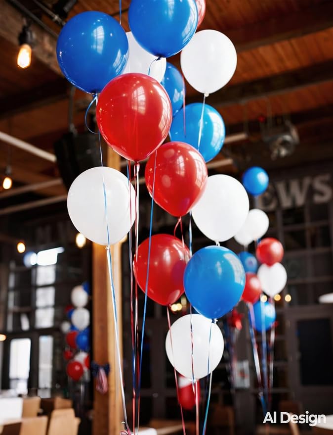 Red White and Blue Balloons for Birthday Baby Shower Party Decor, 4th of July - Image 4