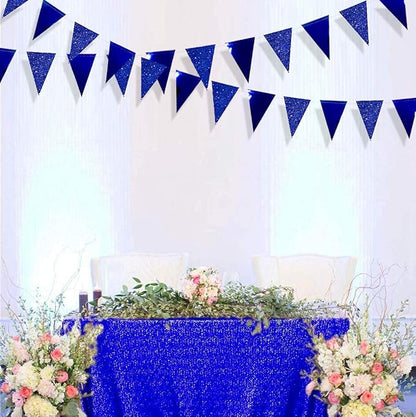 30 Ft Royal Blue Party Decorations Navy Blue Metallic Glitter Paper Triangle - Image 6