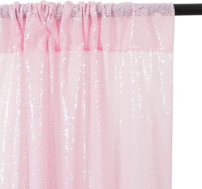 Poise3EHome Pink Sequin Backdrop Curtains, 4 Panels 2FTx8FT Glitter Background - Image 5