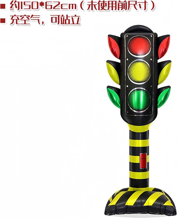 2Pcs Standing Traffic Light Balloons/Large Red Yellow Green Stoplight Balloons - Image 2