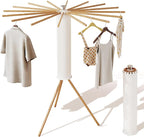 Clothes Drying Rack Tripod,Drying Rack Clothing,Laundry Drying Rack,Floor Standing,16 Wooden Poles,Collapsible Drying Racks for Laundry,Retractable,Foldable,Folding