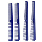JOHNNY B. Professional 4 Pack Carbon Cutting & Styling Combs for Barbers, At-Home Use, Blue