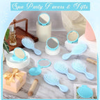Meanplan 24 Pcs Mini Hair Brush Set 12 Travel Wet Dry Hair Combs Pocket Detangling 12 Compact Folding Makeup Mirrors for Spa Sleepover Birthday Bridal Shower Bachelorette Christmas Party Gift(Blue)