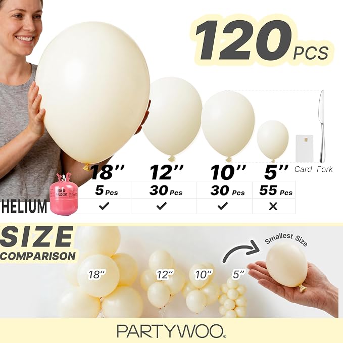 PartyWoo Pastel Yellow Balloons 120pcs Light Pale Yellow Color | 18 12 10 5 - Image 6