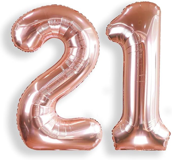 AULE 40 Inch Rose Gold 21 Balloon Number Foil 0-9 Birthday Big Numbers | by AULE