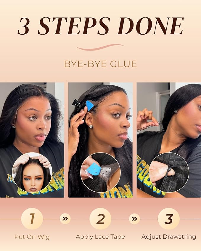 Arabella 13x6 Wear and Go Glueless Wigs Human Hair Pre Plucked Pre Cut 24 Inch Upgraded Ear to Ear Full HD Lace Front Wigs Human Hair 210% Density Straight Glueless Wig Drawstring Wig Human Hair