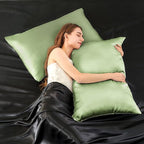 INFIIXSO Mulberry Silk Pillowcase for Hair and Skin, Silk Pillow Cases Queen Size Set of 2 with Hidden Zipper 20"x30", Ultra Smooth and Soft Cooling Pillow Cases for Hot Sleepers(Sage Green, 2 Pack)