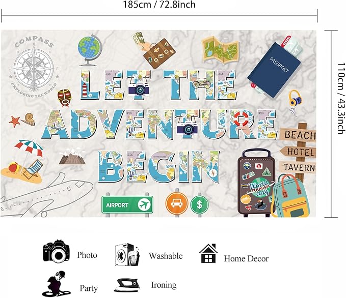 Colorful Let The Adventure Begin Backdrop Banner Photography Background - Image 2