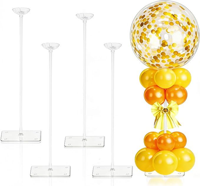 4 Set Balloon Stands for Table Clear 15.75 in Adjustable | Balloon centerpieces by JOYYPOP