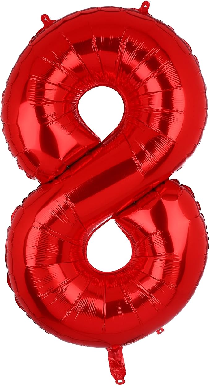 40 Inch 8 Red Number Balloons Mylar Foil Balloon 8th Birthday Party Decor | by GGDE