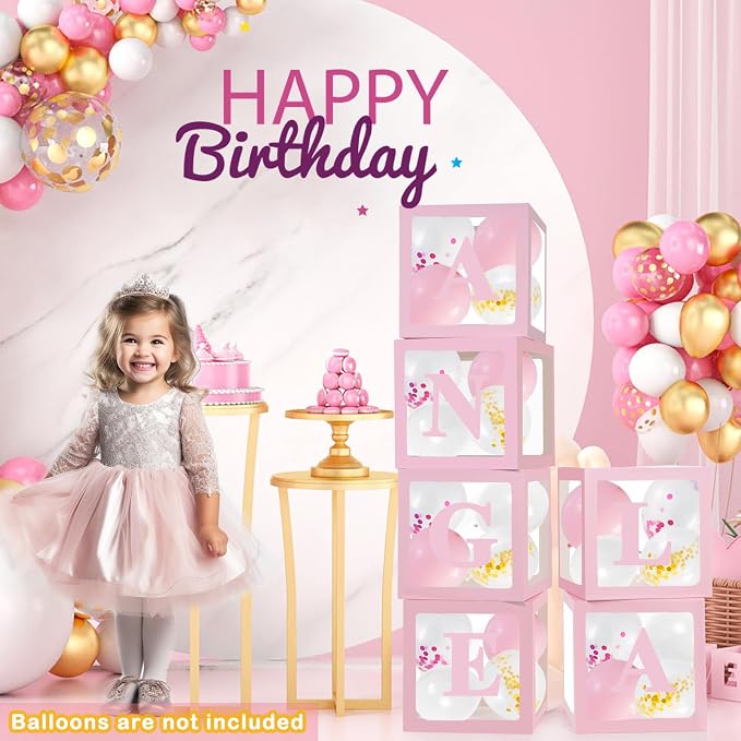 Pink Transparent Balloon Boxes, 6 Valentine's Day Baby Boxes - Image 2