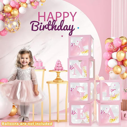 Pink Transparent Balloon Boxes, 6 Valentine's Day Baby Boxes - Image 2