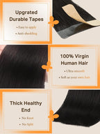 DOORES Hair Extensions Human Hair Tape in, Jet Black 10 Inch 60g 40pcs, Tape in Human Hair Extensions Real Human Hair Straight Remy Natural Hair