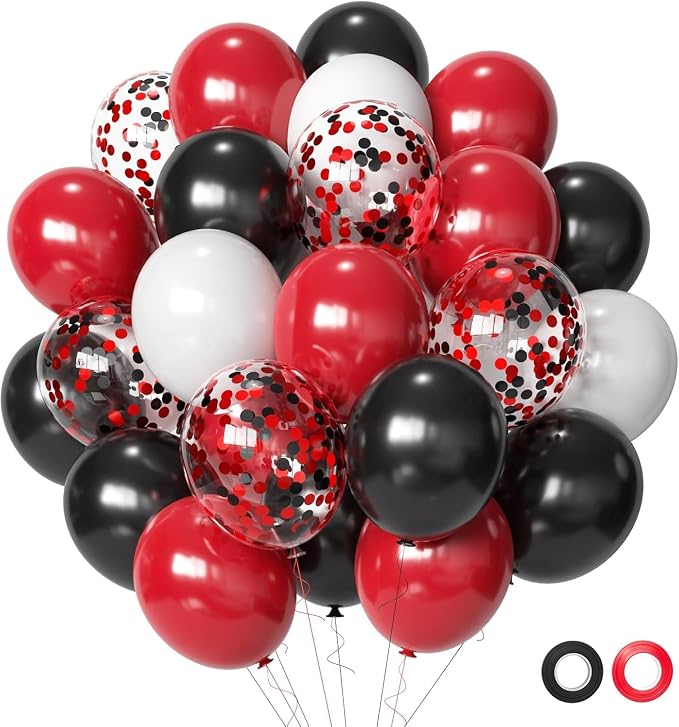 Red and Black Latex Balloons, Casino Party, Race Car Party, Graduation by Aiwolf