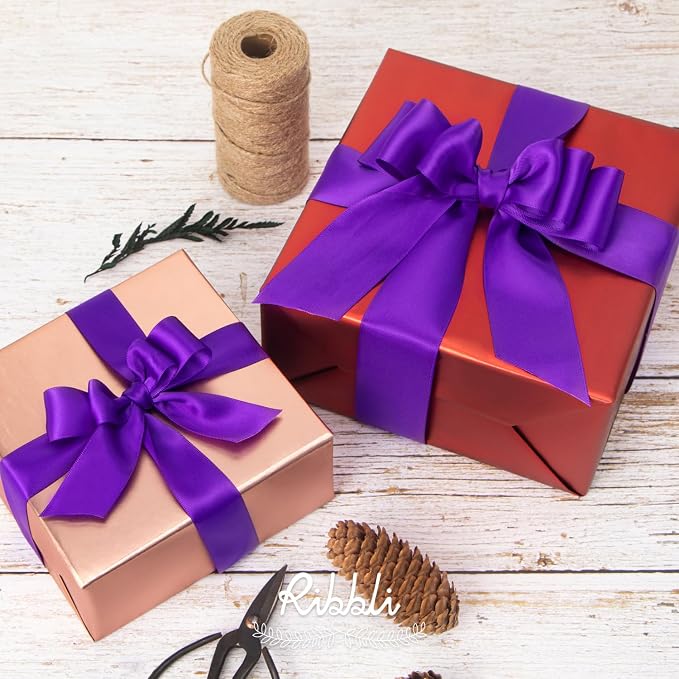 Ribbli Purple Double Faced Satin Ribbon, 1-1/2” x Continuous 25 Yards, Use - Image 3