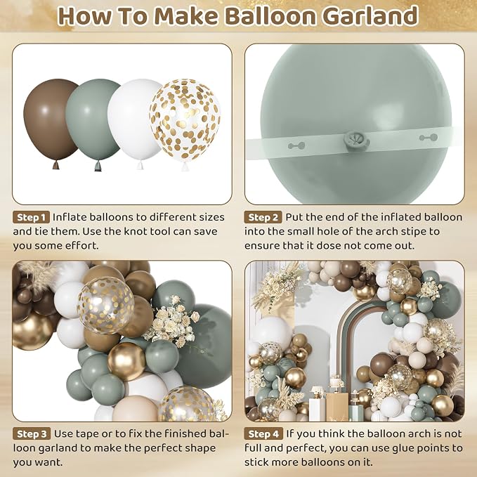 Ouddy Party Dusty Green Nude Balloons Garland Arch Kit 18 12 10 5 Inch | - Image 4