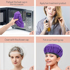 Flaxseed Deep Conditioning Heat Cap - Boloye Cordless 100% Safe Microwave Hot Cap for Natural Curly Textured Hair Care, Drying, Styling, Curling, Universal size (10 PCS One-time shower cap) (Purple)