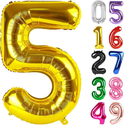 Gold Number 5 Balloon 40 Inch, 5th Birthday Party Decorations Men Women | Foil by IWERP