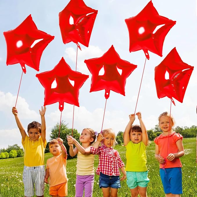 20 Pcs Star Balloons, 18 Inch Red Star Foil Balloons, Stars Shaped Balloon - Image 4