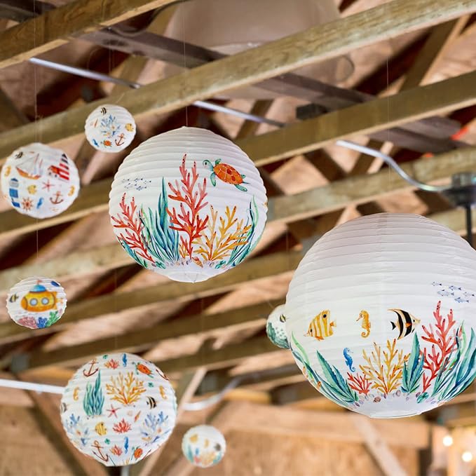 10pcs White Round Hanging Paper Lanterns, 4 Size | Chinese Paper Lanterns - Image 3